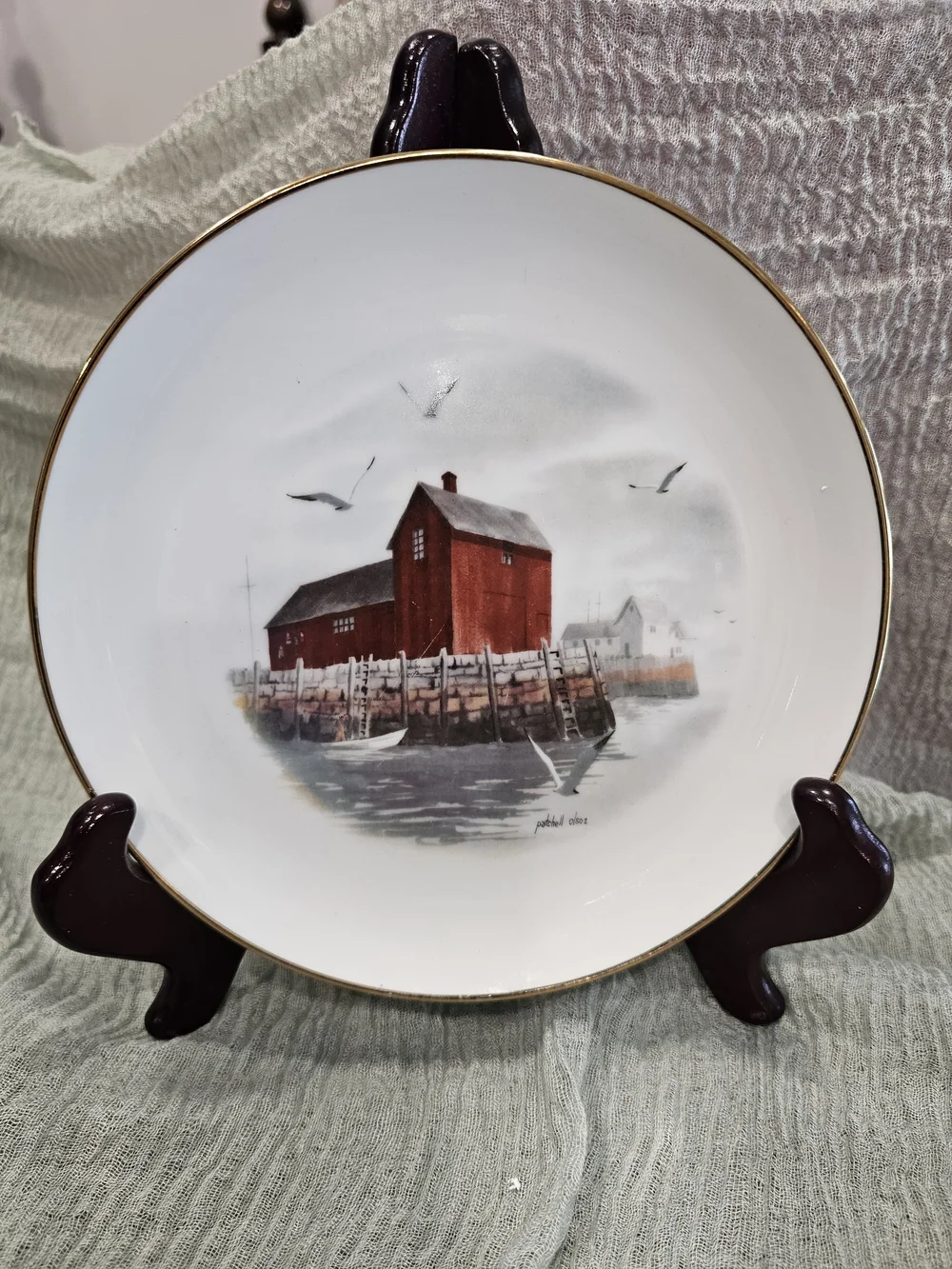 Vintage 1989 Patchell Olson Collector Plate Motif No. 1 Rockport MA Boathouse